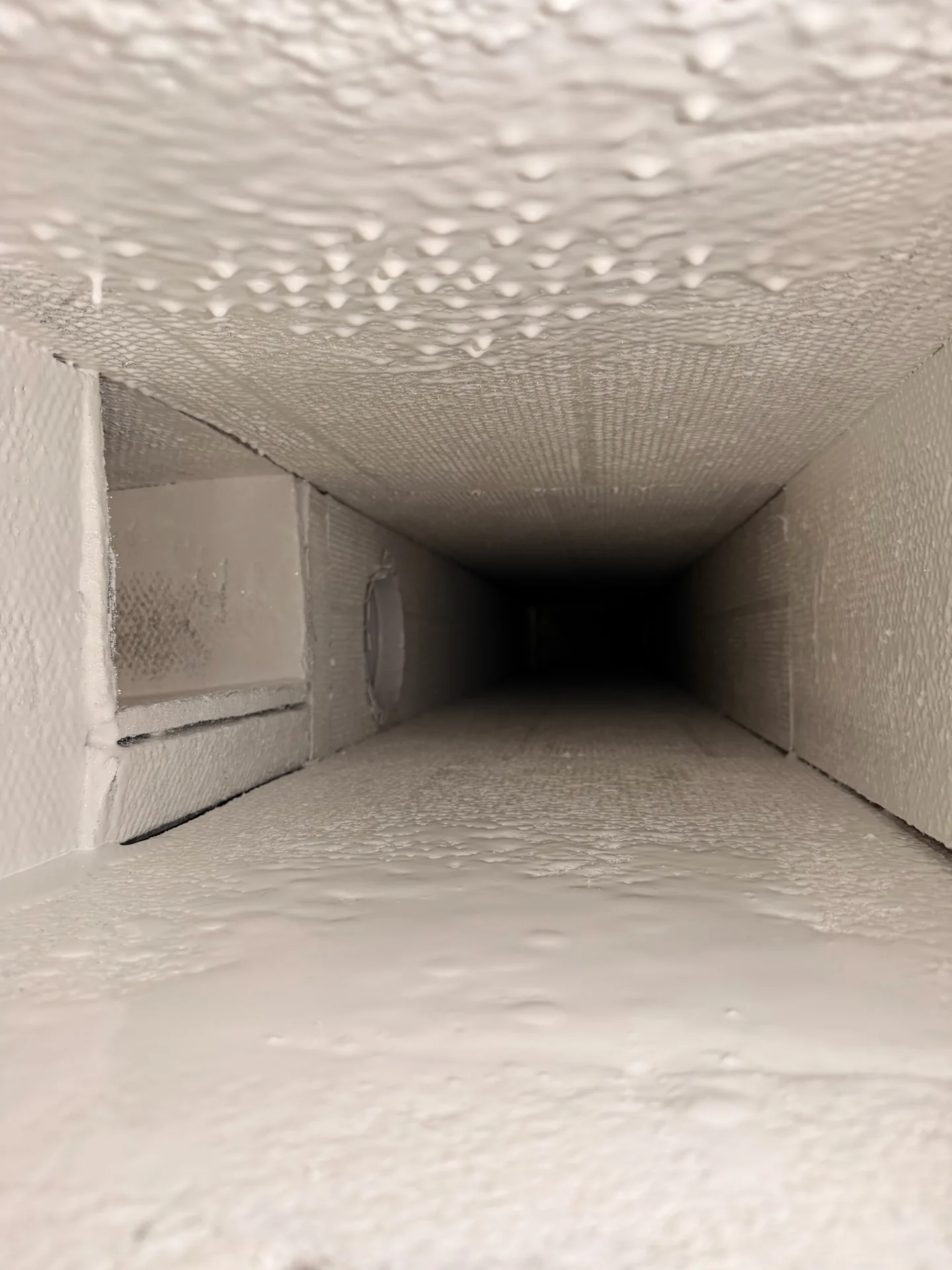 Air duct after professional cleaning
