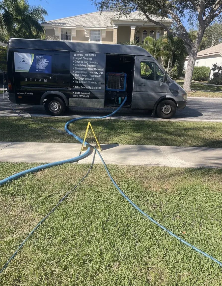 Steamly Pro mobile service truck with professional extraction lines